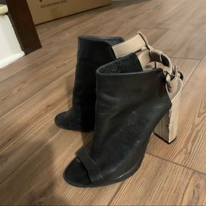 Vince Two Toned Peep Toe Mule